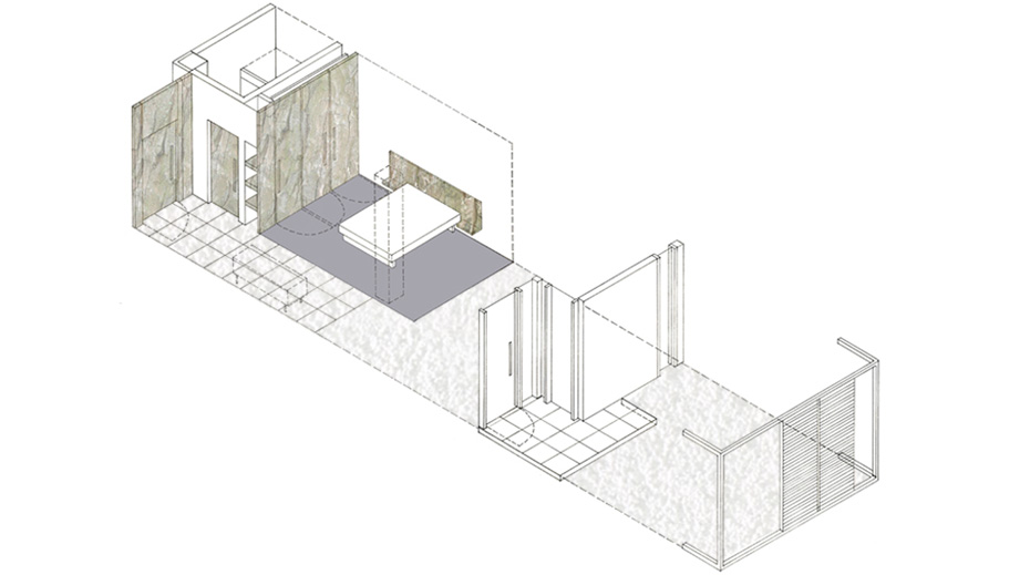 Liesma Hotel bedroom exploded sketch