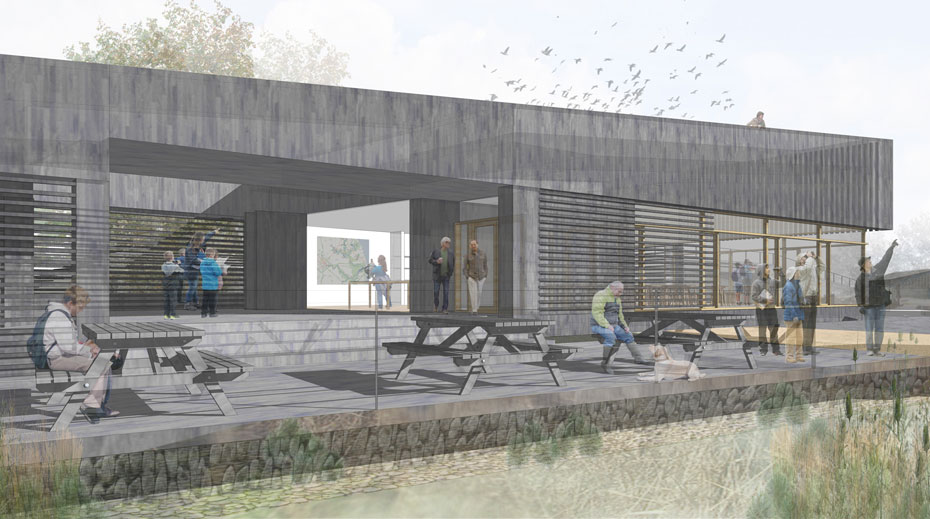 Norfolk Broads Visitor Centre view towards entranc
