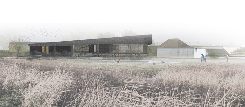 Norfolk Broads Visitor centre view across marsh