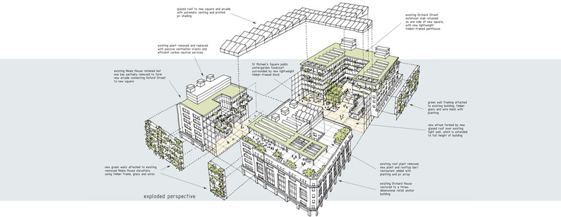 ReStore competition axonometric sketch